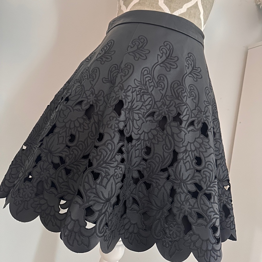 Gorgeous leather cutout skirt with gold zipper